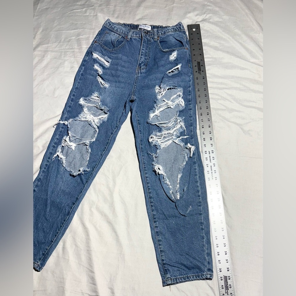 Wax Jean Collection Super Distressed High Rise Y2K Style Size M - Picture 6 of 16